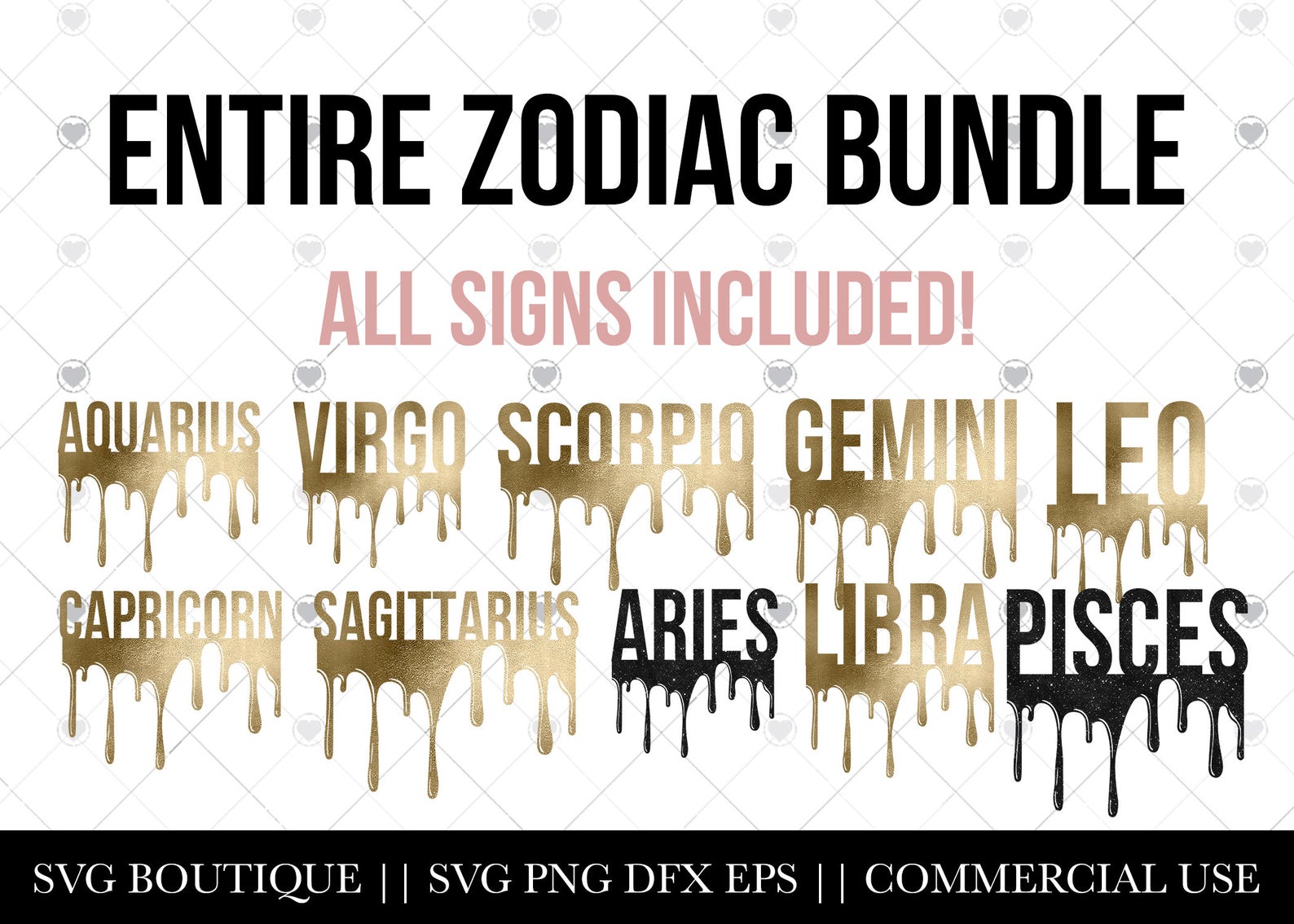 Download Zodiac Svg Bundle 12 Drip Birthday Design Files Svg Boutique