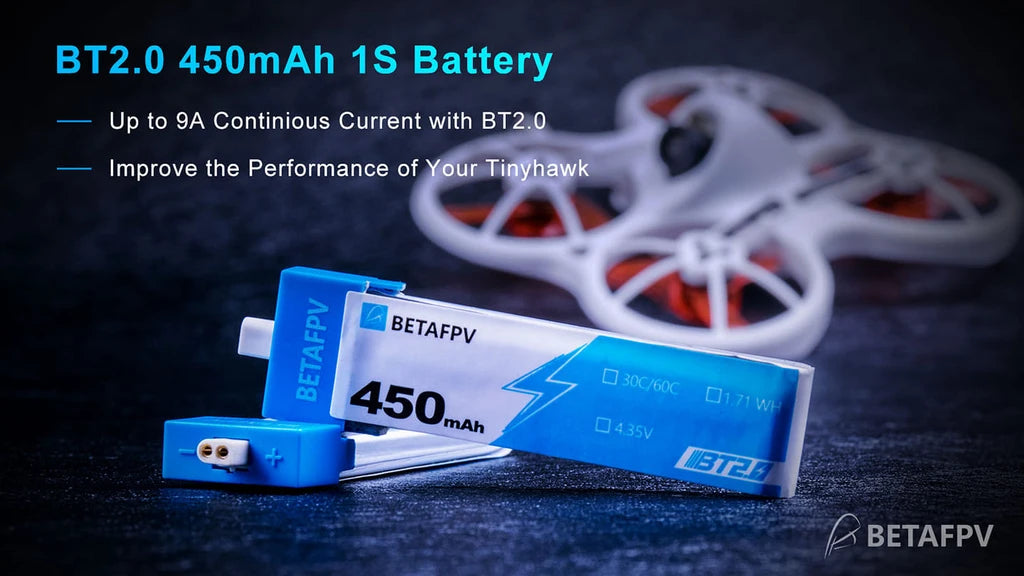 BetaFPV 450mAh 1S 30C 4.35V Battery BT2.0 4PCS