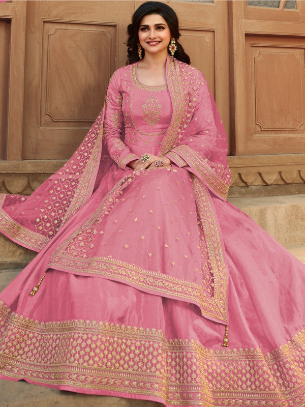 Pink Anarkali with Embroidery Work