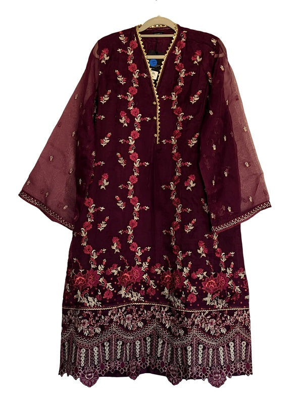 Embroidered Organza Pakistani Kurti in Blue