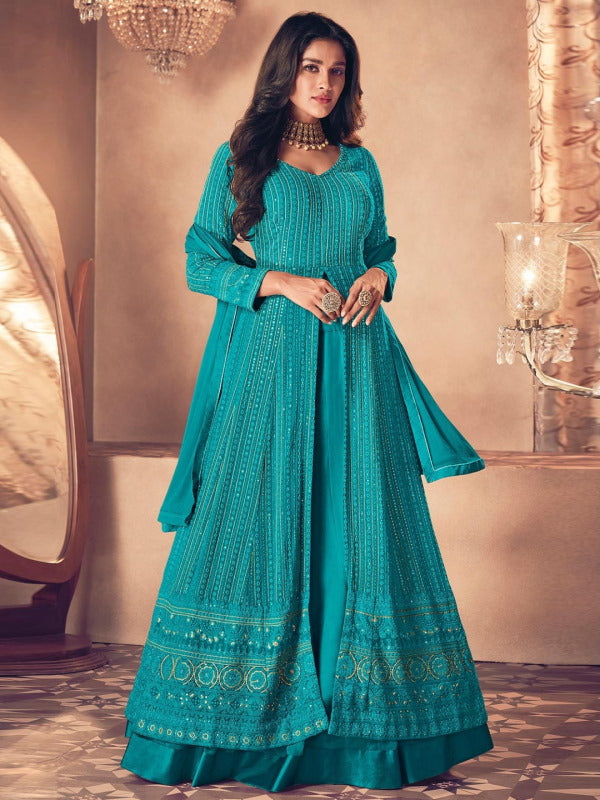 Blue Anarkali Dress for Girls