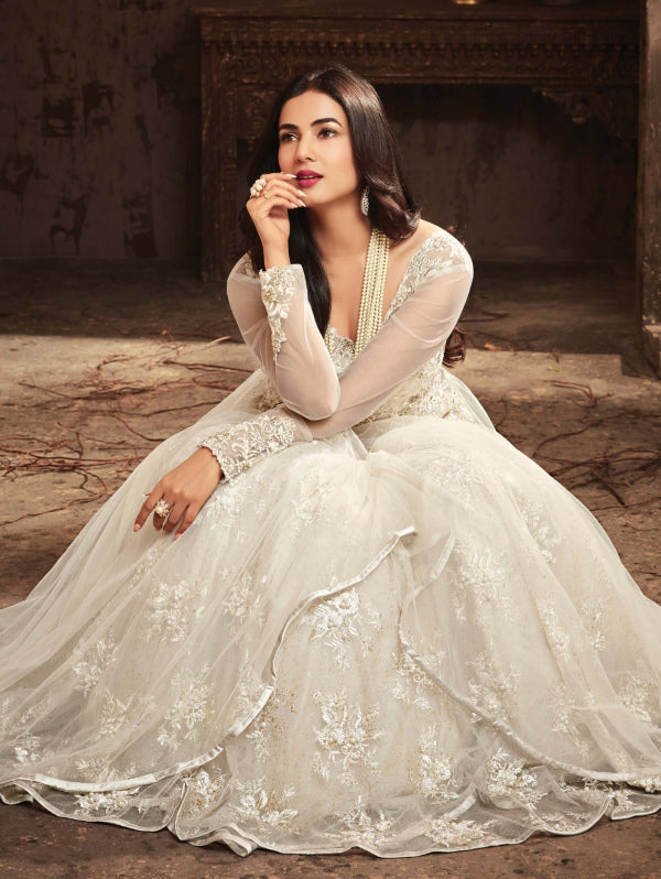 Pakistani Anarkali Suit in White