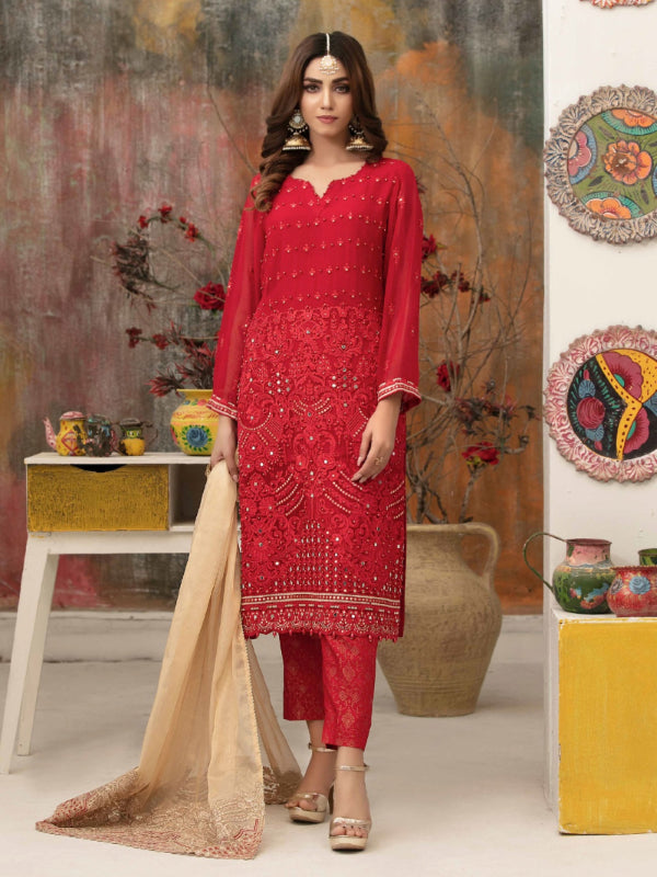 Pakistani Shalwar Suit in red