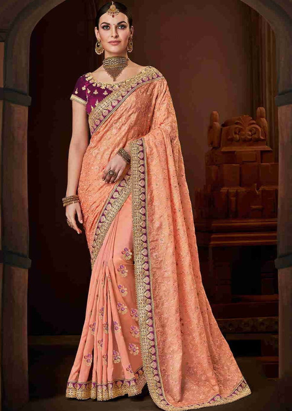 Saree in Orange for Women