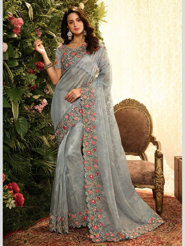 Saree with Embroidered Border