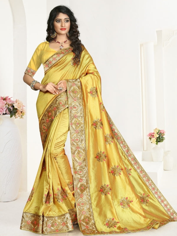 Yellow Saree with Embroidery
