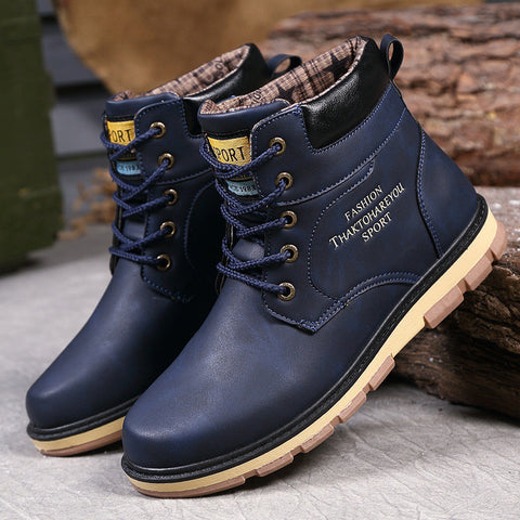 Men's High Quality PU Leather Winter/Autumn Boots -Black,Blue,Brown,Ye