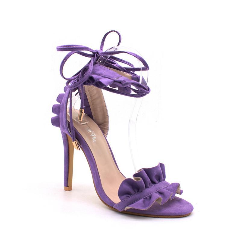 lace-up purple heels