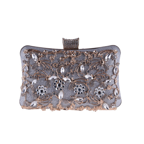 Women's Fashion Metal Beaded Clutch Bags - Silver,Black,Gold