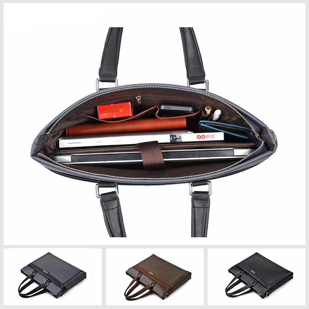 Men's Fashion PU leather Briefcase + Wallet - Black,Blue,Brown