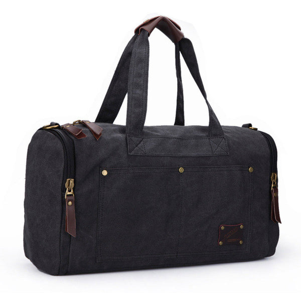 Large Capacity Canvas Travel Bag For Men Hand Luggage - Black/Coffee