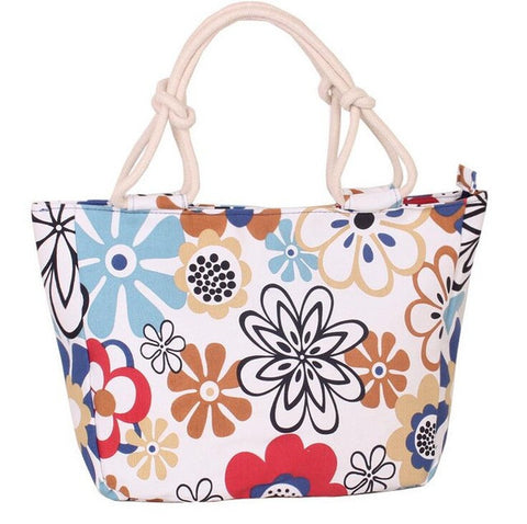 Summer Fashion Folding Women Tote Flower Printing Beach Bag