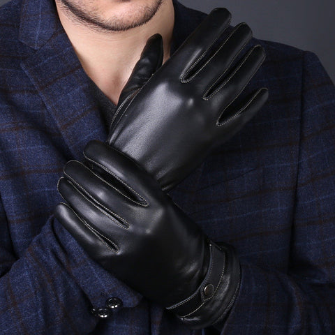 Winter fashion Luxury Genuine Leather Men's Gloves - Coffee/Black/Brow