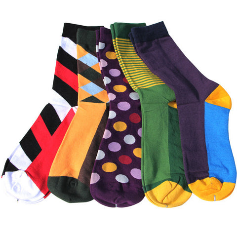 Match-Up Combed Cotton Men's socks Colorful Dress socks (5 pairs / lot