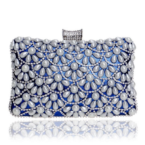 Women's Fashion Crystal Beaded Clutch Bags -Red,Black,White,Gold,Blue,