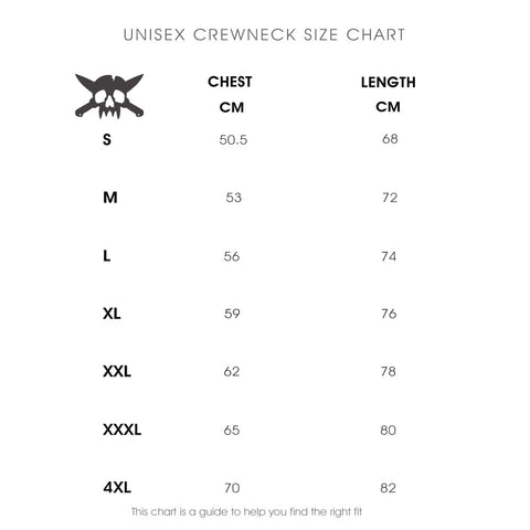 Crewnecks Size Chart