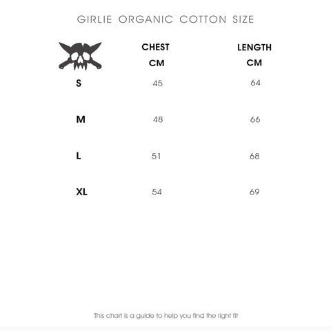 Girlie Organic Cotton T-Shirt Size Guide