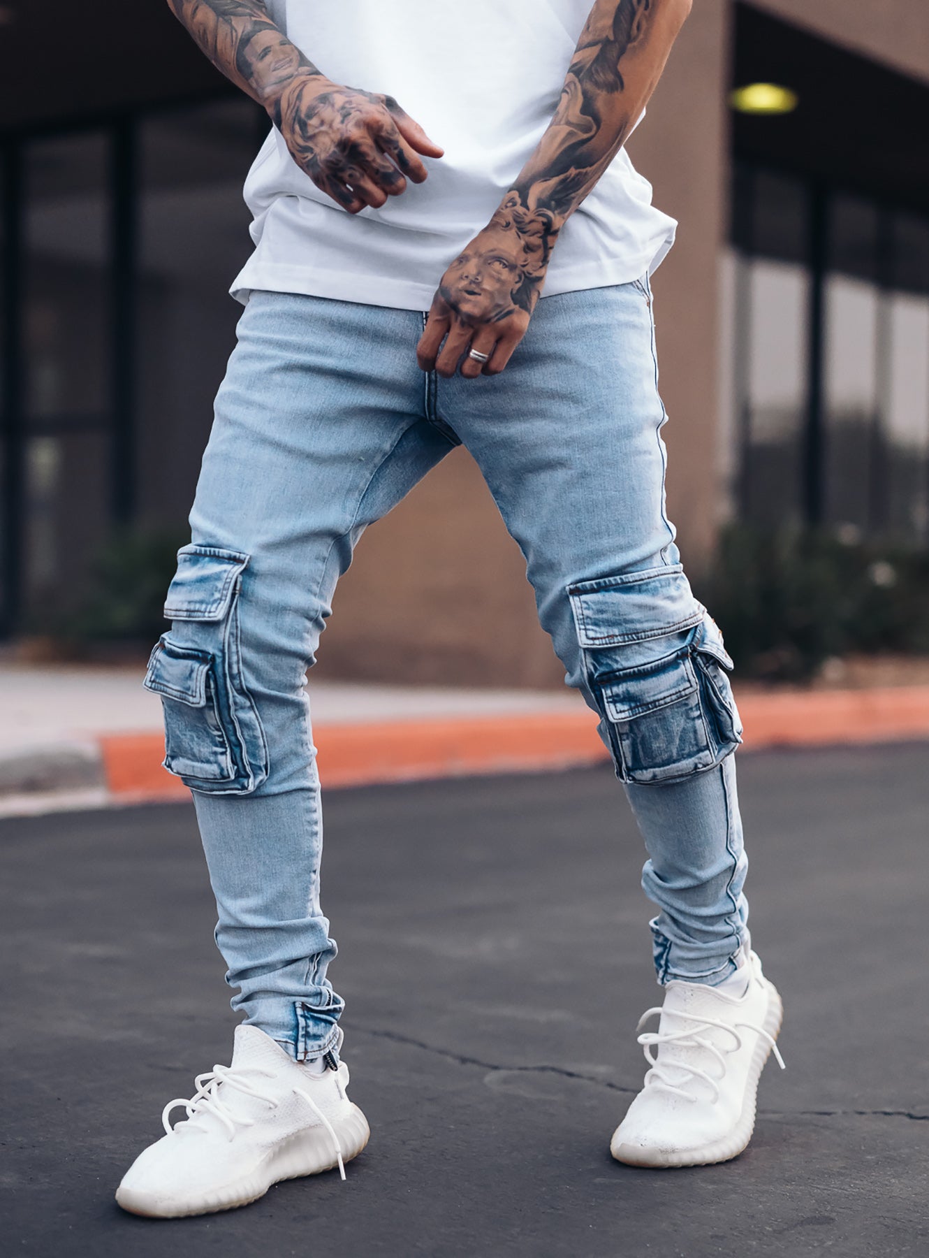 Cargo Jeans V4 in Light Blue | PRSTGE