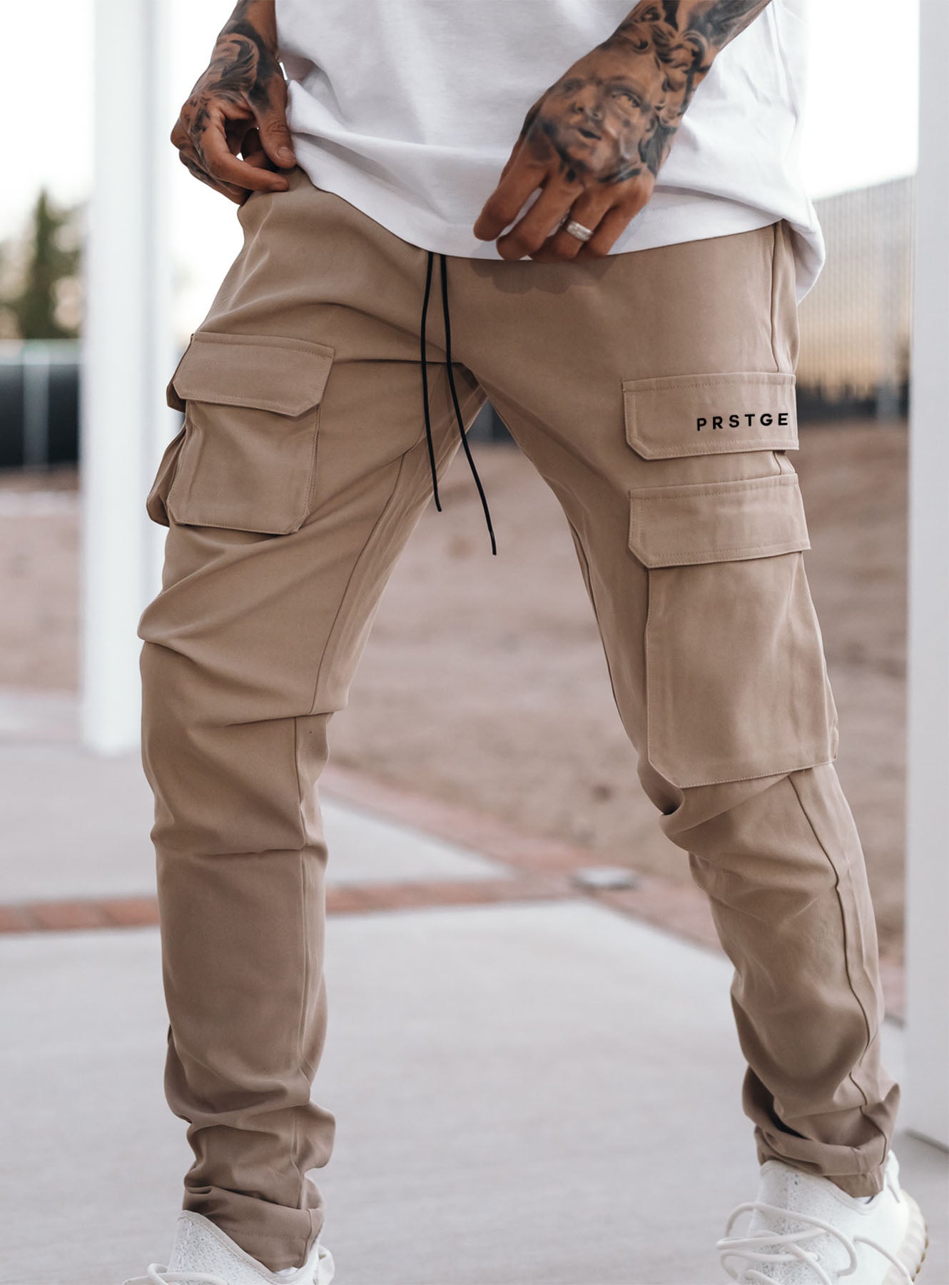 Utility Cargo Pants V6 in Beige | PRSTGE