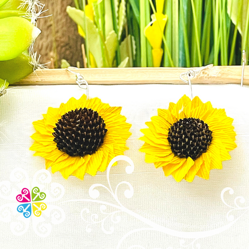 Sunflower Earrings - Corn Husk