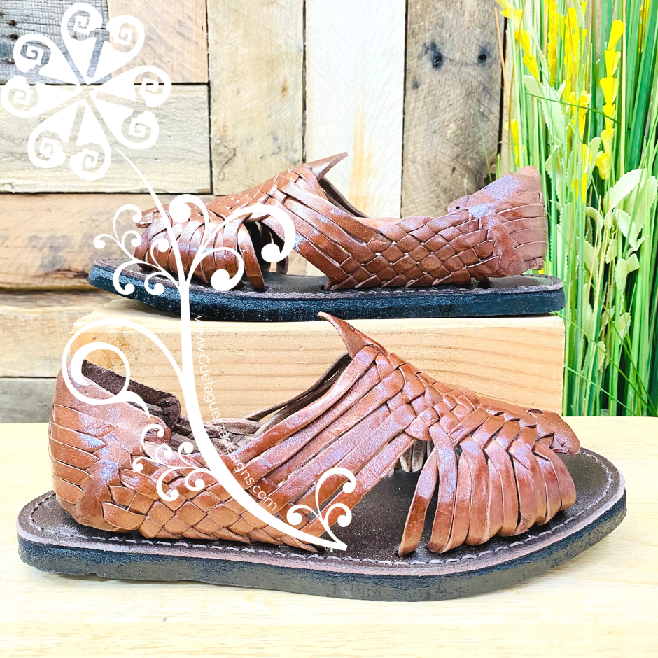 Dark Brown Tejido Leather Men Huaraches â Guelaguetza Designs