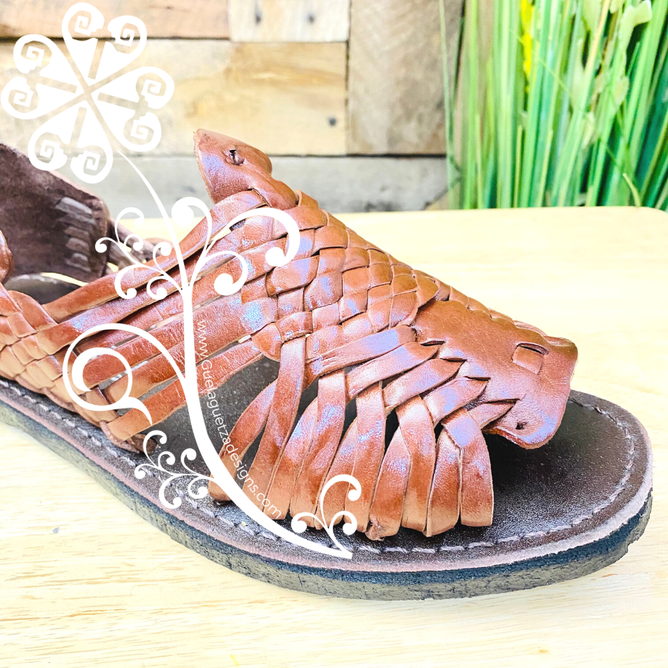 Dark Brown Tejido Leather Men Huaraches â Guelaguetza Designs