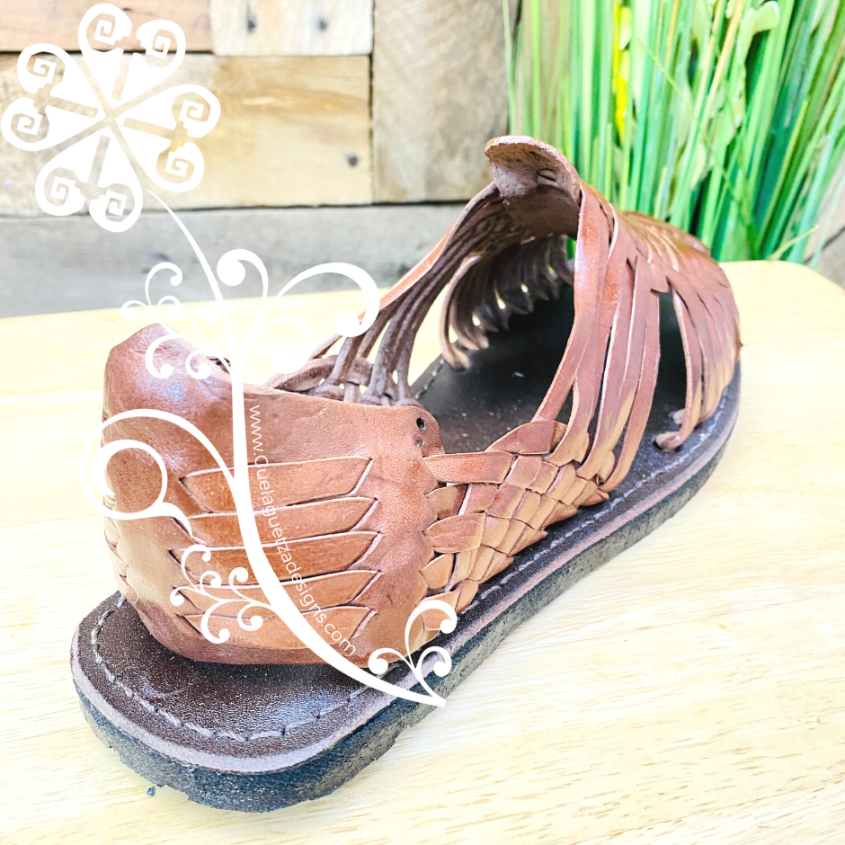 Dark Brown Tejido Leather Men Huaraches â Guelaguetza Designs