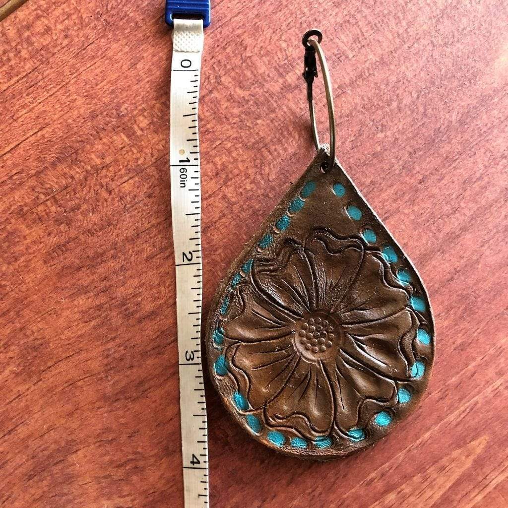 Hand Tooled Floral Leather Earrings - Artisan Find