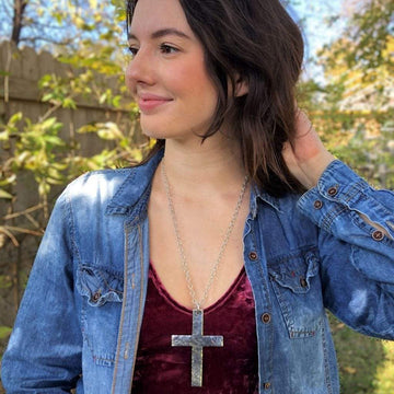 Solid Silver Extra Large Cross Necklace - Artisan Find