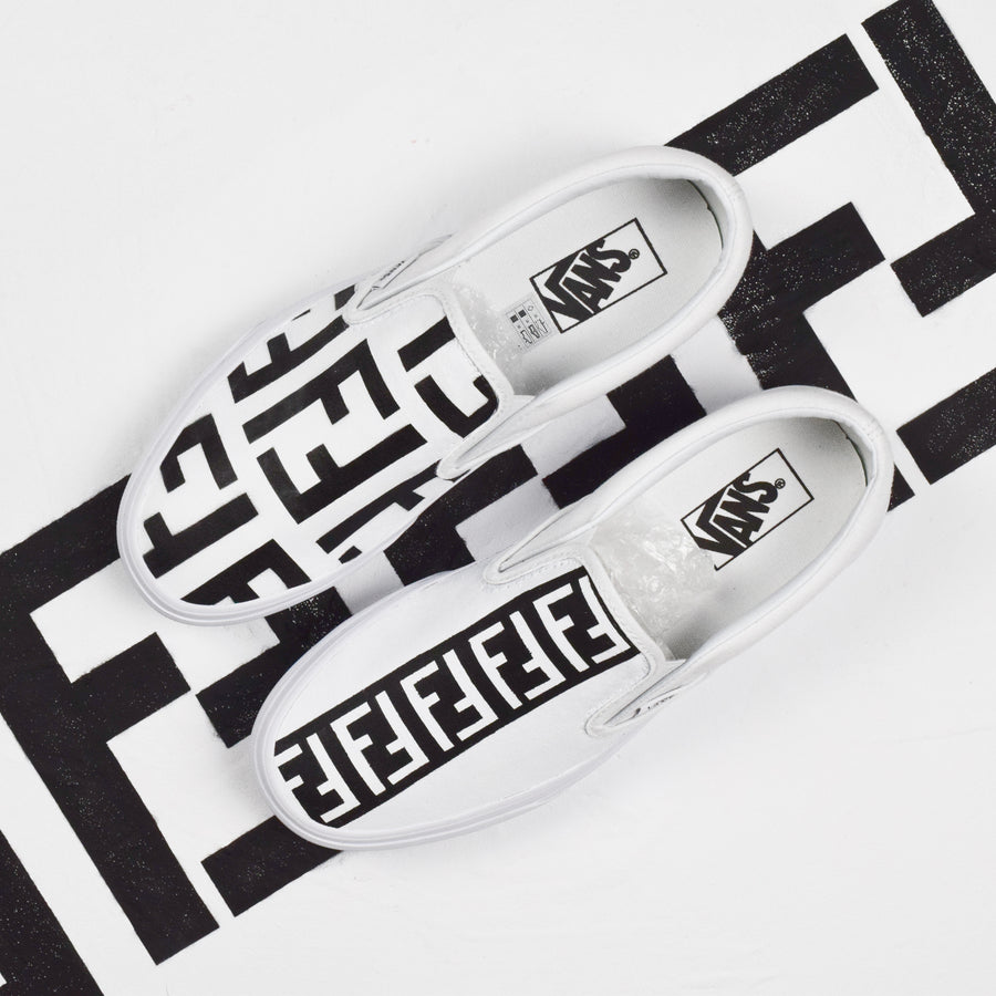 Black And White Fendi Vans Slip On 