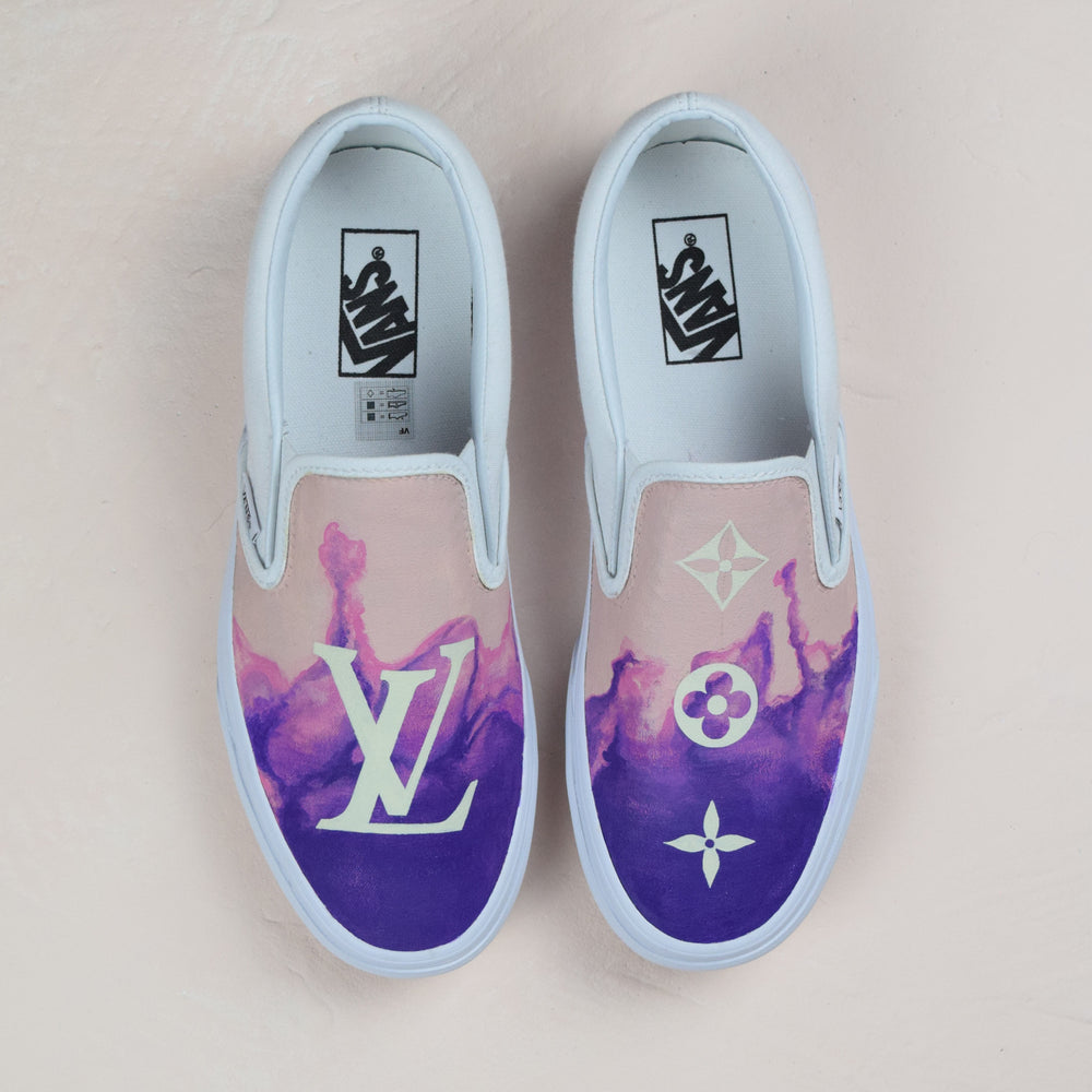 Purple Smoke Louis Vuitton Vans Slip On Custom Sneakers – TheShoeCosmetics
