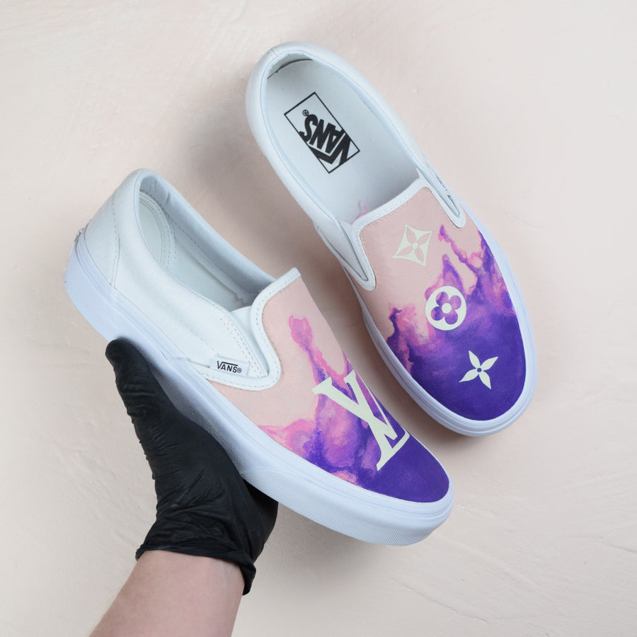 Purple Smoke Louis Vuitton Vans Slip On Custom Sneakers – TheShoeCosmetics