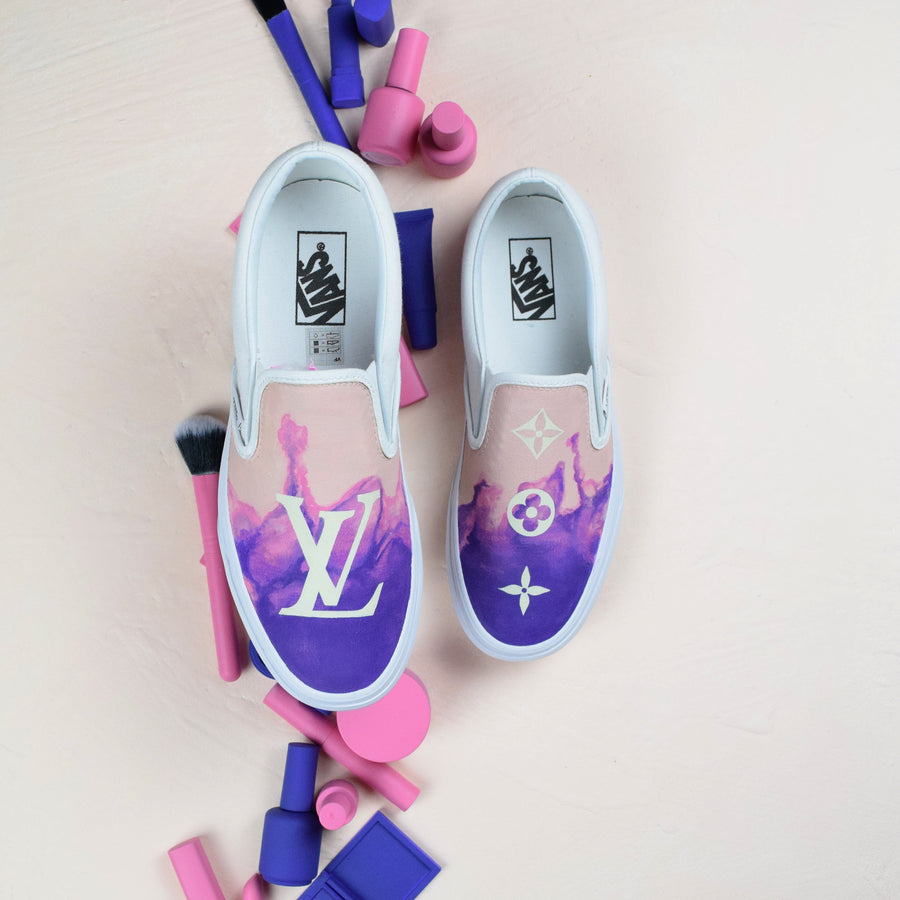 Purple Smoke Louis Vuitton Vans Slip On Custom Sneakers – TheShoeCosmetics