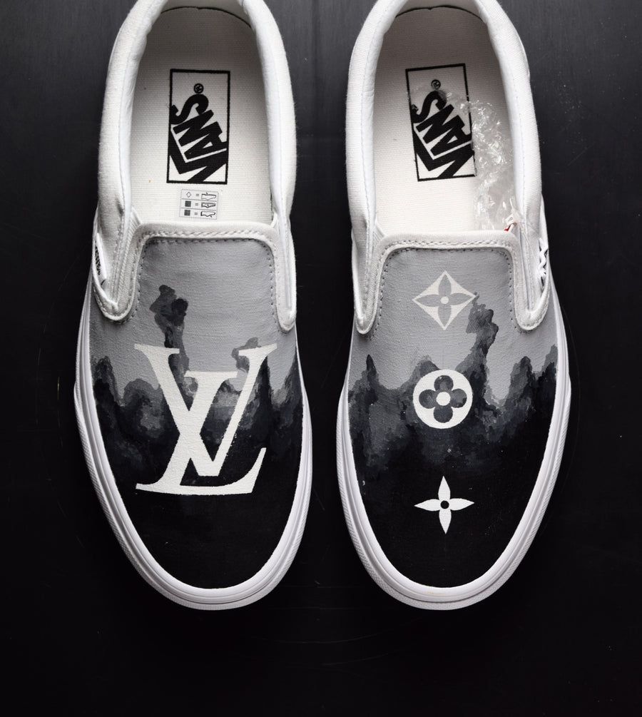 Black Smoke Louis Vuitton Vans Slip On Custom Sneakers – TheShoeCosmetics