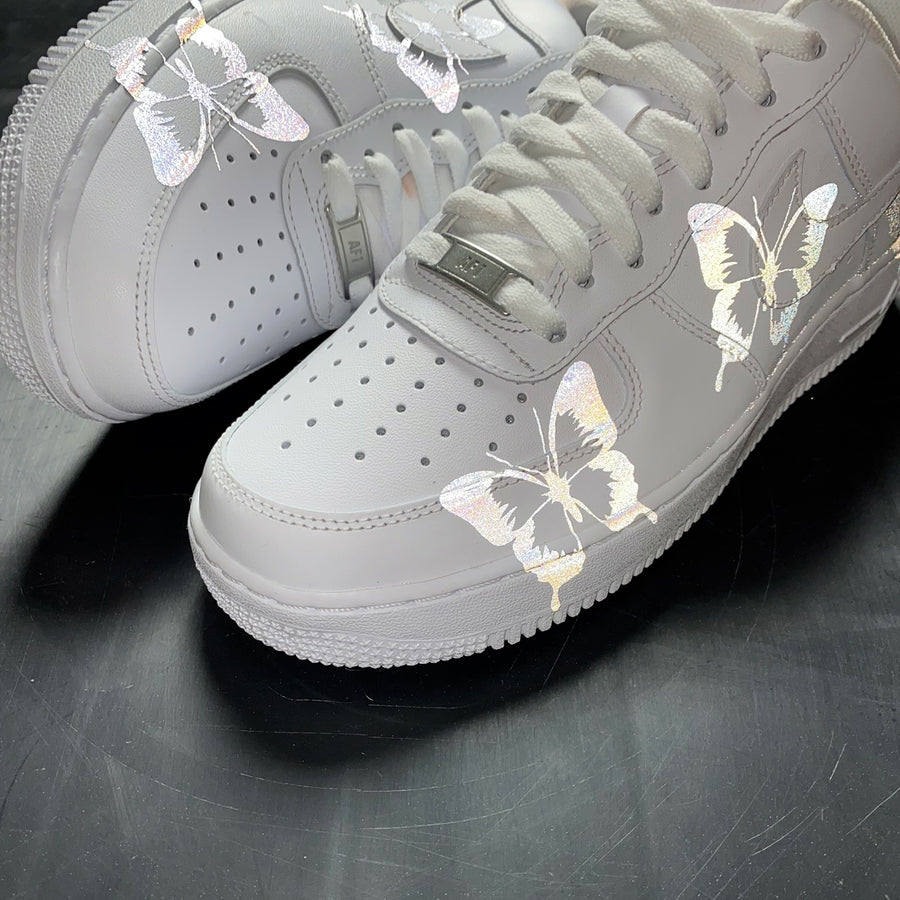 white air force with butterflies