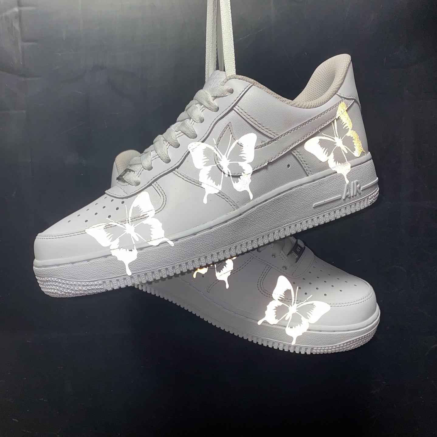 butterfly reflective air force ones