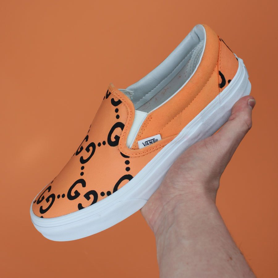 Orange Gucci Vans Slip On Custom Sneakers – TheShoeCosmetics