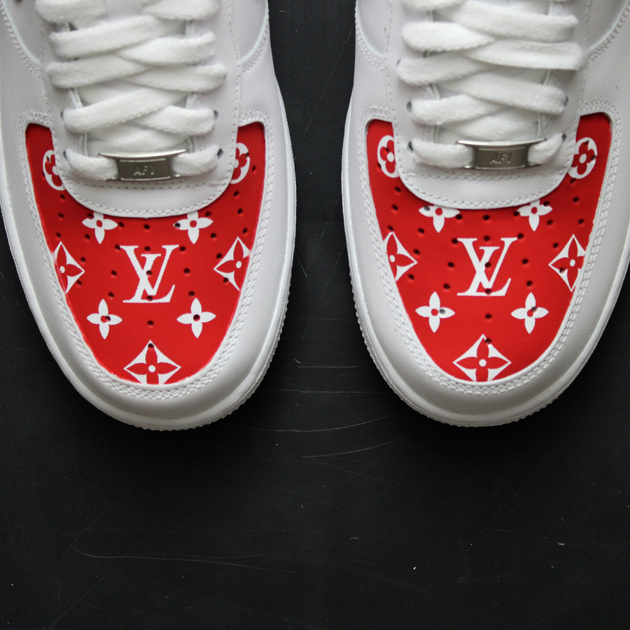 Custom LV Air Force 1 | Nike x Louis Vuitton | Red Print – TheShoeCosmetics