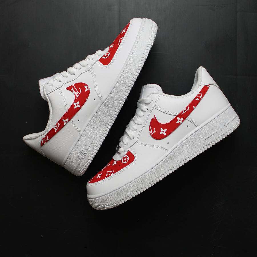 Custom LV Air Force 1 | Nike x Louis Vuitton | Red Print – TheShoeCosmetics