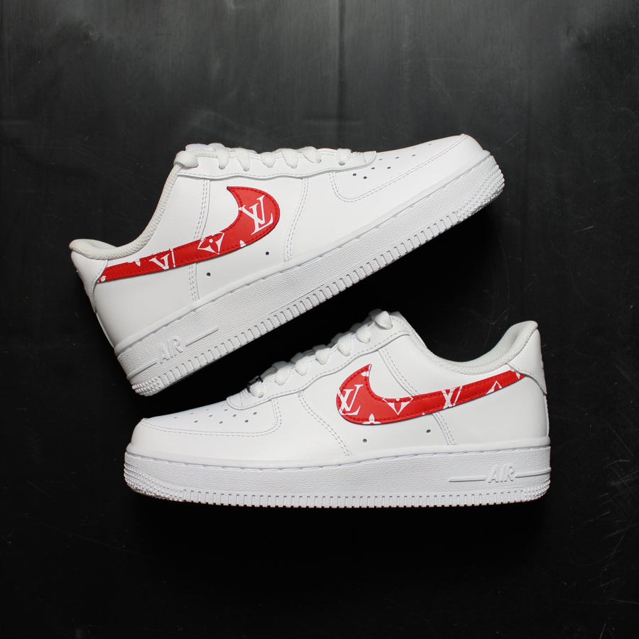 Red Louis Vuitton Nike Air Force 1 Custom Sneakers – TheShoeCosmetics