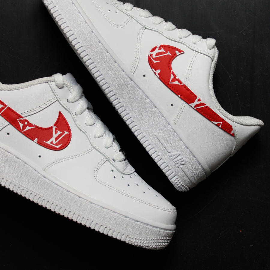 Red Louis Vuitton Nike Air Force 1 Custom Sneakers – TheShoeCosmetics