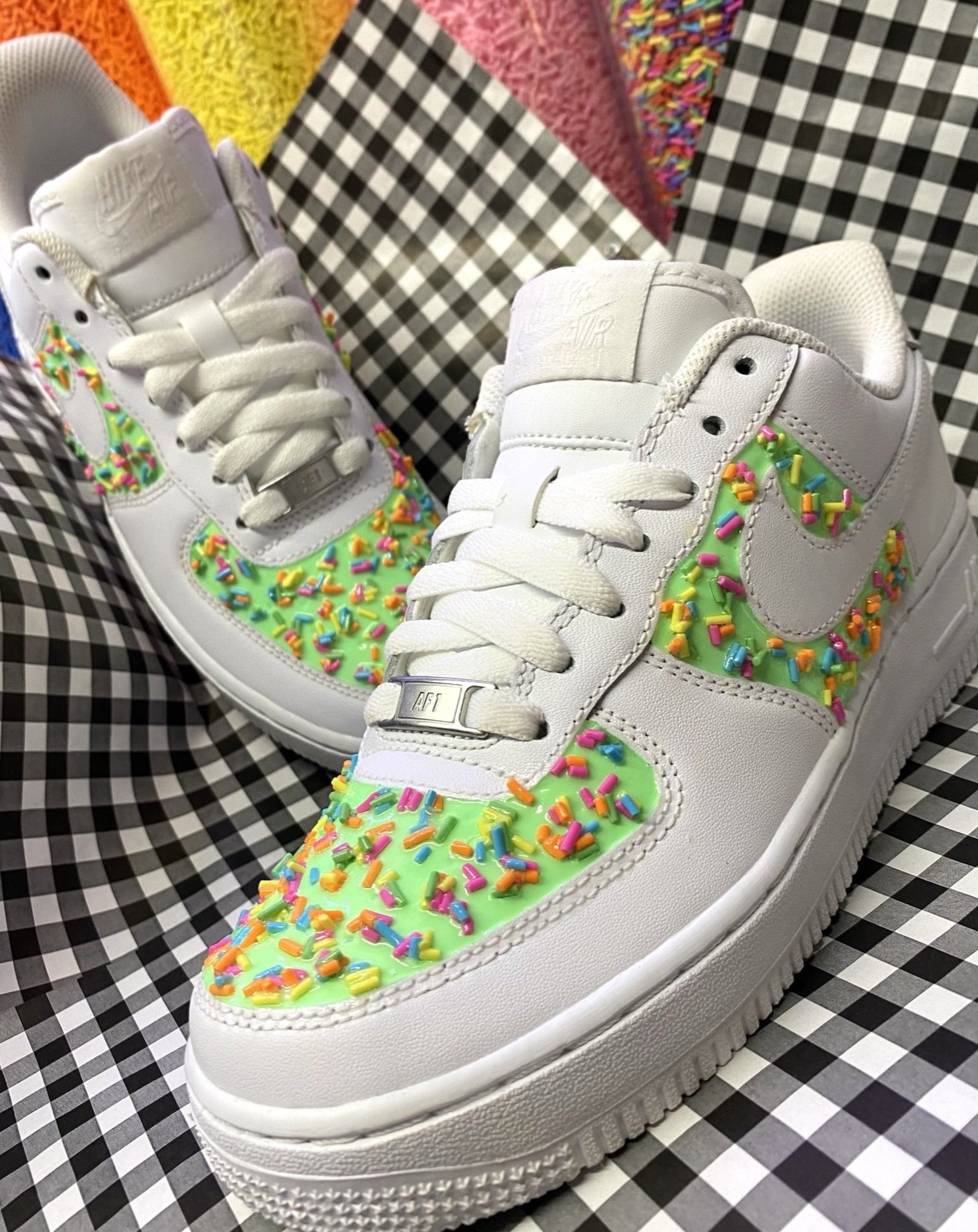 Green Birthday Cake Sprinkle Custom Air Force 1, TheShoeCosmetics