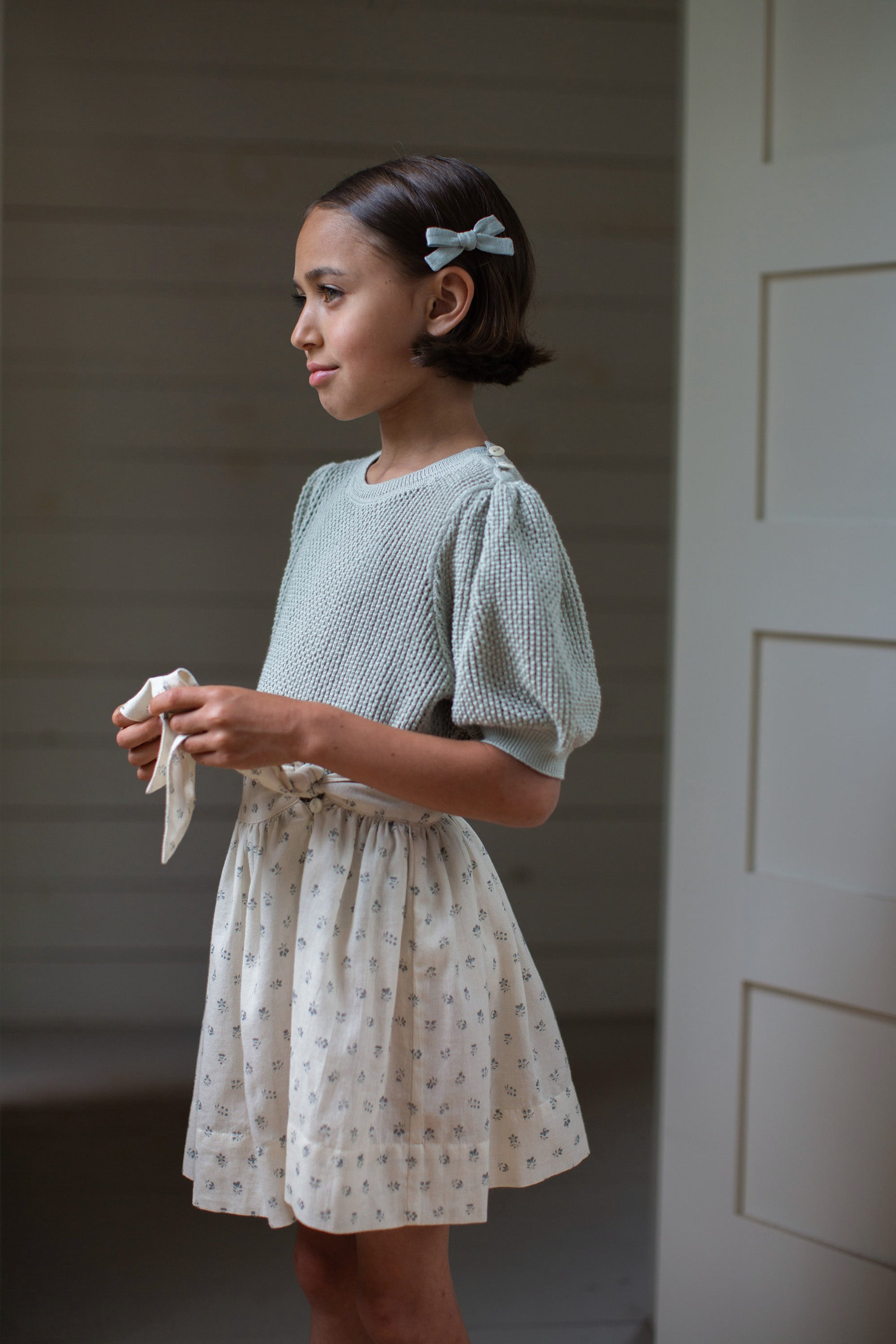 カーキ×インディゴ SOOR PLOOM♡Birdie Tunic Floret Print 10Y