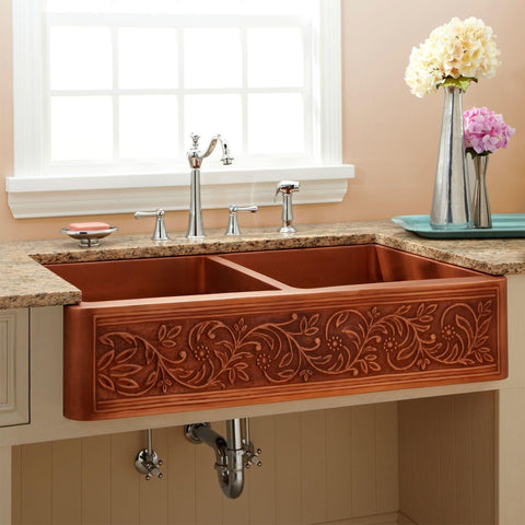 apron front copper sinks