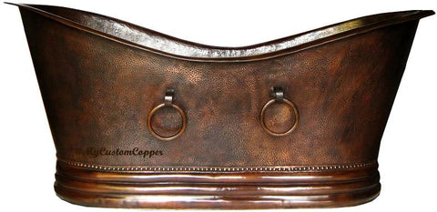 copper bathtub with rings