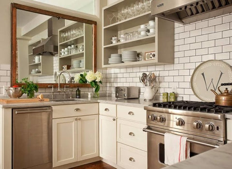 custom copper mirrors in a kitchen