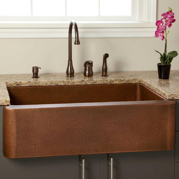 custom copper kitchen apron sink