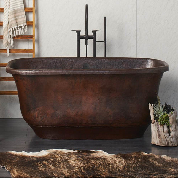 custom copper bathtub installed in a perfect bathroom