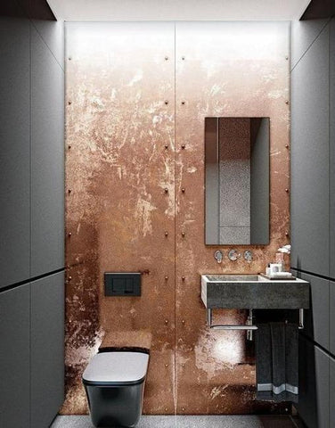 small bathroom with copper
