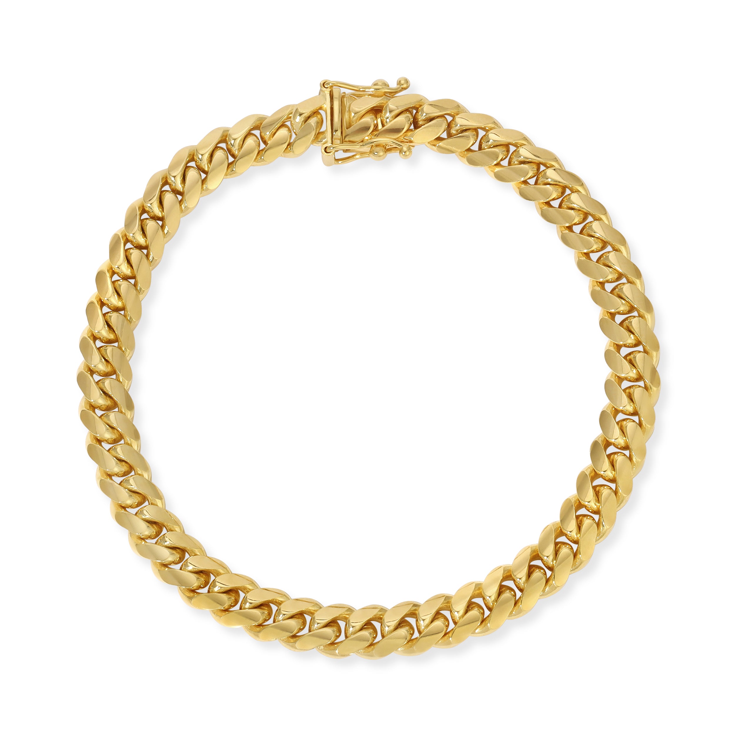 14k Ladies Miami Cuban Bracelet. Fancy 7mm Solid Gold Miami Cuban Bracelet.  Gold Link Bracelet. - Etsy